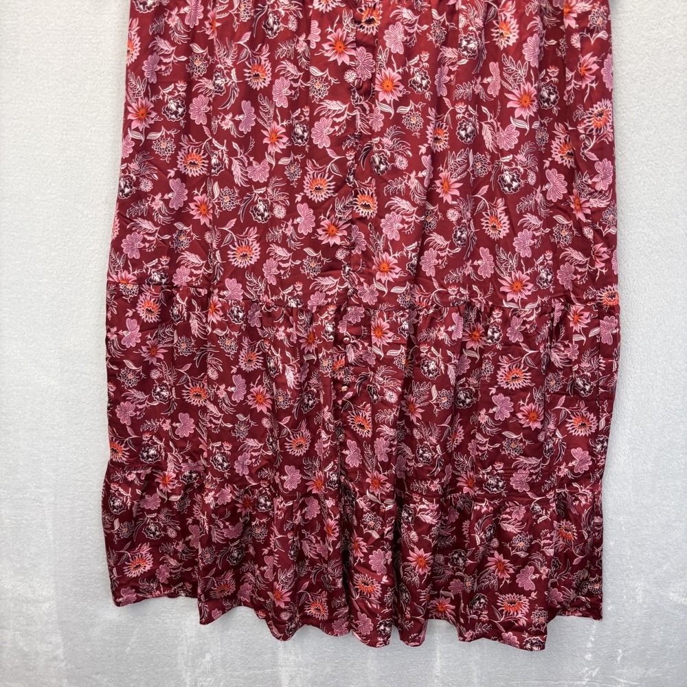 NEW PIPER & SCOOT Button Up Tiered Maxi Dress Womens XXL Red Floral Flowy Picnic - Picture 7 of 12